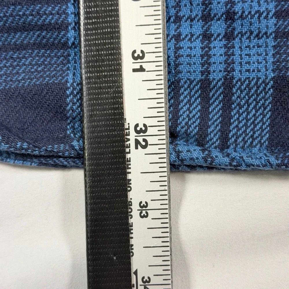 Duluth Trading Co Flannel Shirt Mens Large Tall Blue Plaid Heavy Cotton Work